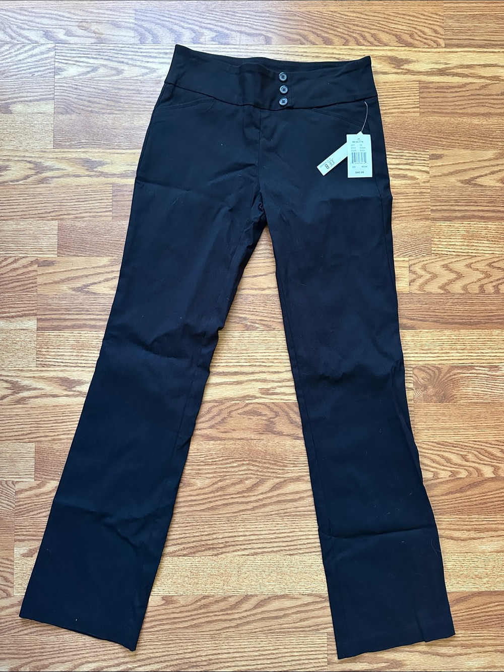Joe Benbasset Black Flare Wide-Leg Jeans with Triple Button Detail